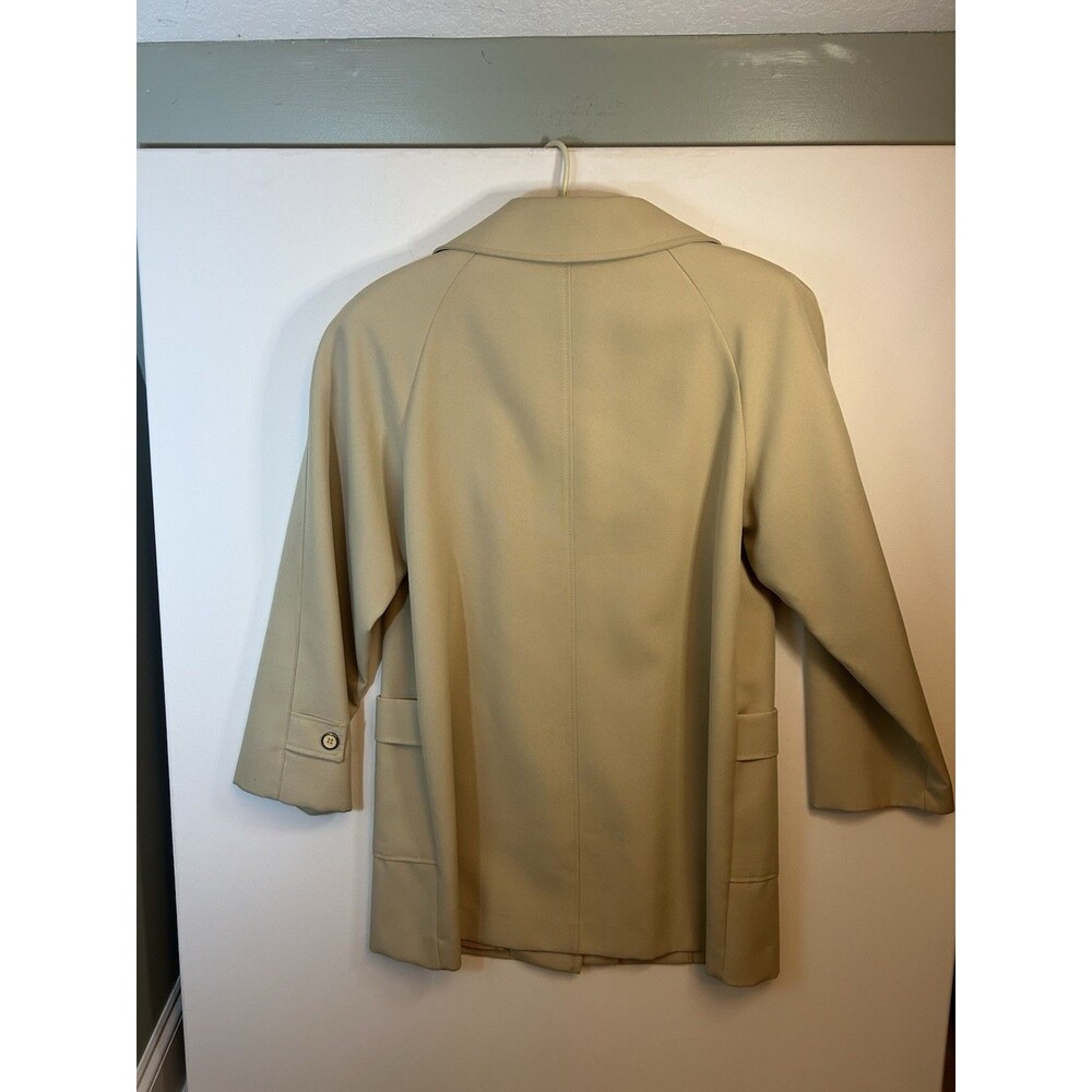 Vintage Beige Button Front Car Coat Women’s Classic Tailored Jacket With Pockets - Picture 14 of 16